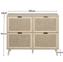 Shoe Cabinet Retro Country House Style, with 4 Rattan Flaps, Wooden Shoe Rack, Shoe Storage Chest for 20-36 Pairs of Shoes