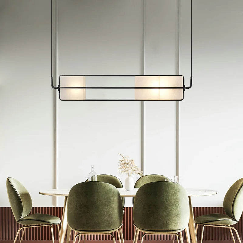 Lustre Art déco d'intérieur en verre blanc or noir en métal pour Hall d'hôtel salle à manger cuisine Bar lampe suspendue - vue 5 sur 12