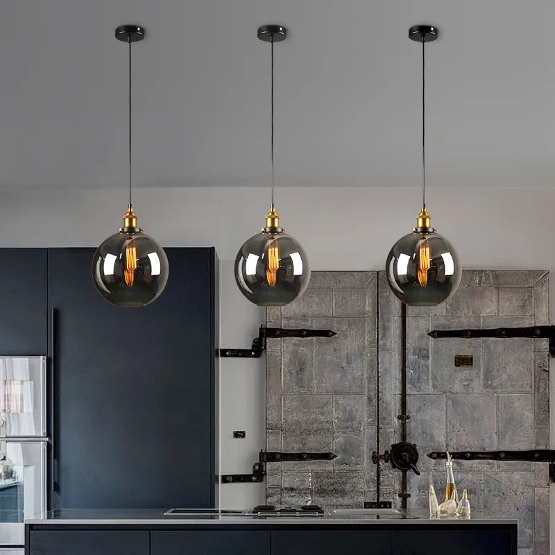 suspension vintage nordique en verre industriel pour bar