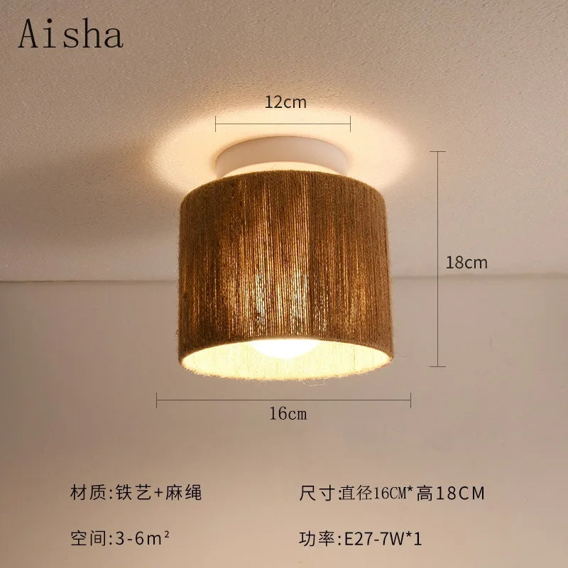 plafonnier en corde de chanvre style japonais rétro pour intérieur accueillant - vue 7 sur 8