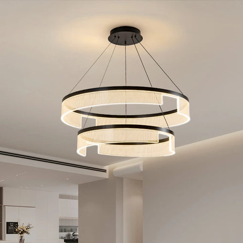 lustre à led circulaire en aluminium et acrylique pour intérieur décoratif - vue 2 sur 24