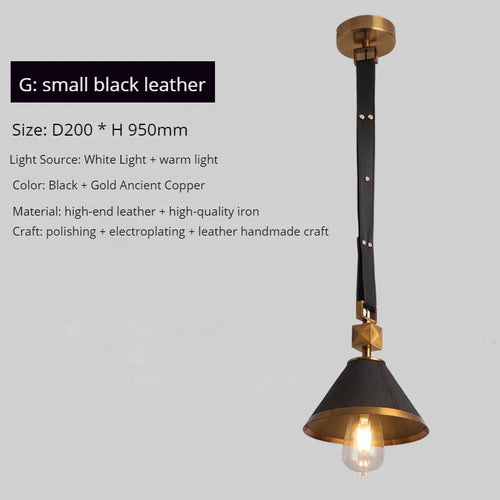 lustre moderne en cuir avec suspension lumière et verre cristal - vue 9 sur 14