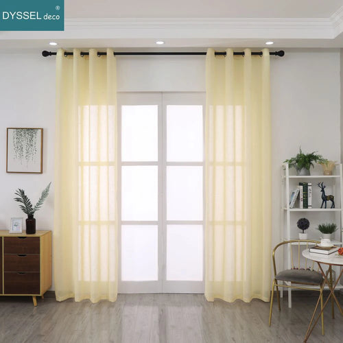 Voilage léger effet lin rayé pour salon chambre - vue 5 sur 6