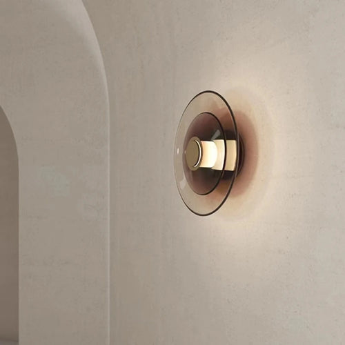 Applique murale led verre ambre noir doré - vue 4 sur 7
