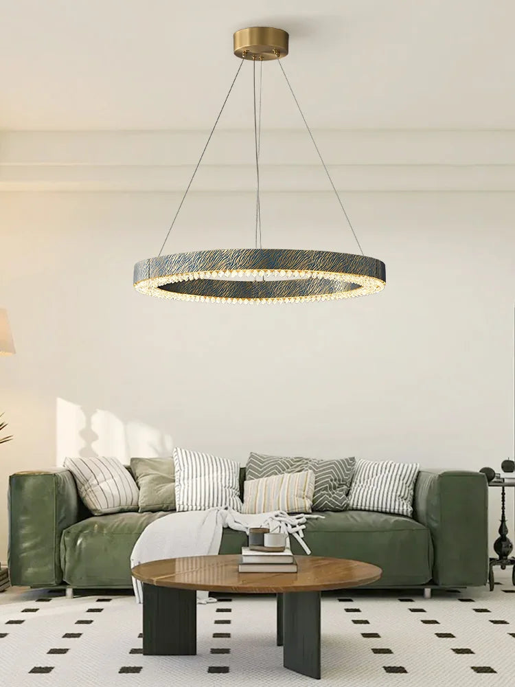 lustre en cristal et cuivre à led dimmable design moderne - vue 3 sur 20