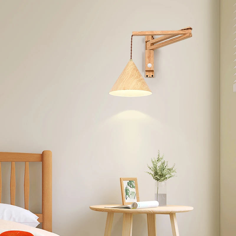 applique murale pliable vintage japonaise avec interrupteur led - vue 4 sur 8