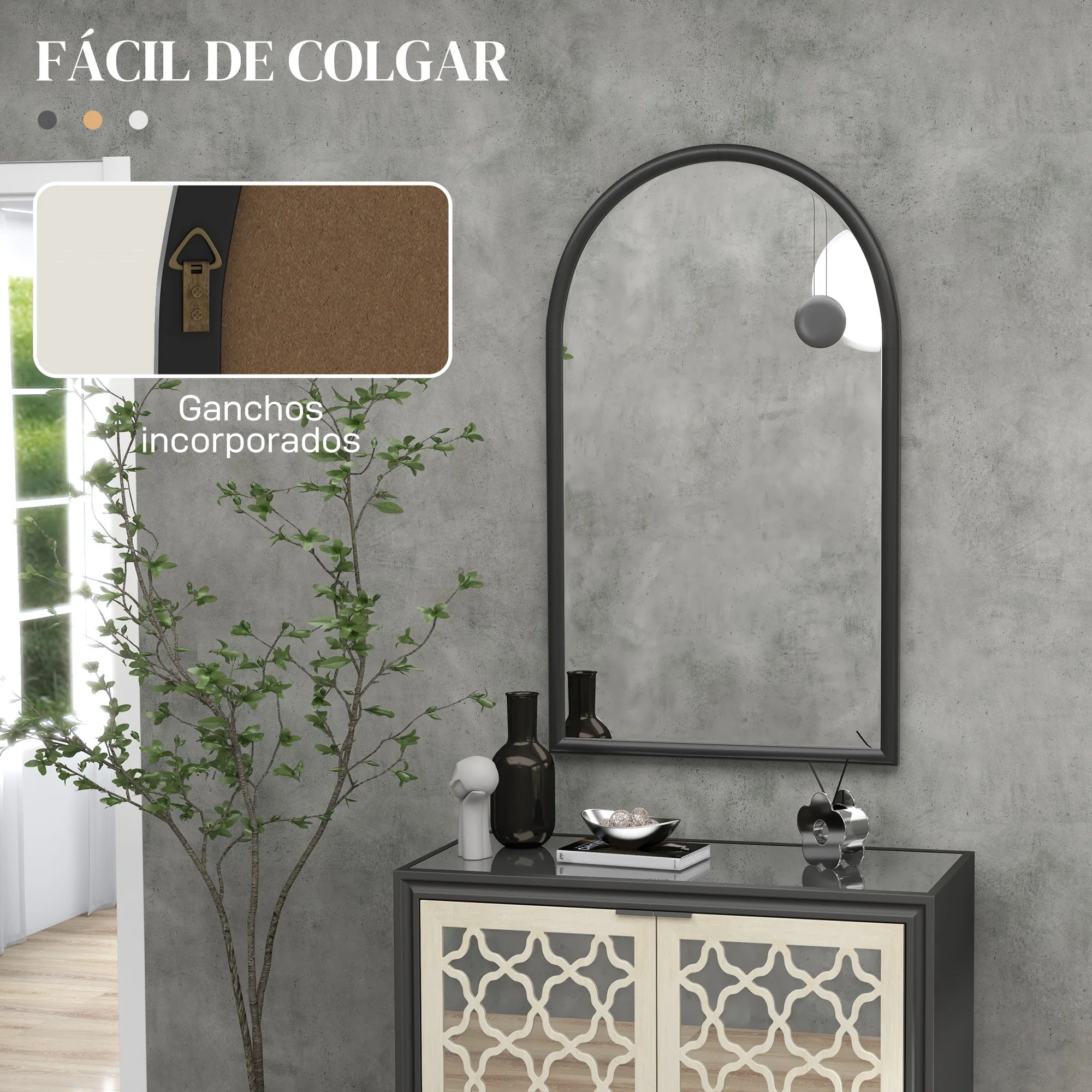 miroir mural en bois avec cadre de fenêtre élégant - vue 5 sur 8
