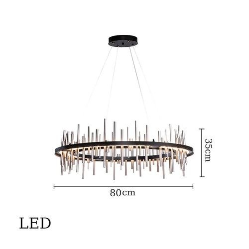 lustre minimaliste en acier inoxydable noir design moderne - vue 16 sur 16