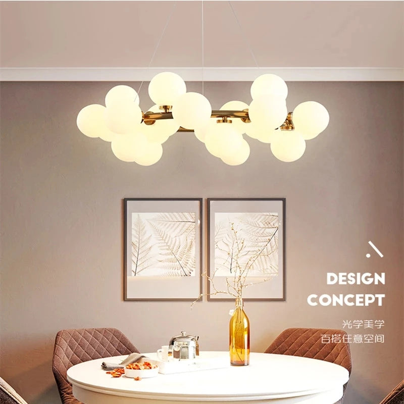 suspension lumineuse 25 têtes design romantique en verre