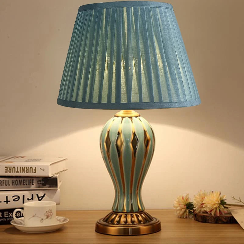 lampe de bureau antique américaine en céramique peinte à la main - vue 4 sur 9