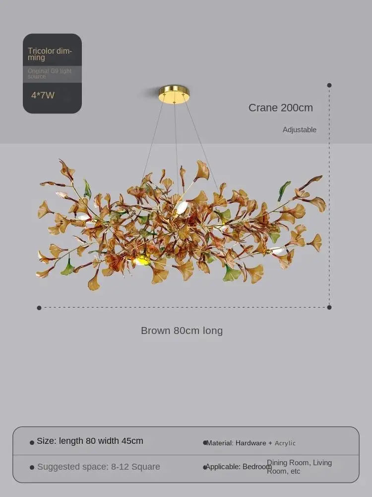 suspension moderne en ginkgo en verre personnalisée pour un éclairage élégant - vue 12 sur 16