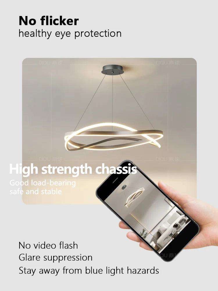 modern creative minimalist ring chandelier for home - vue 4 sur 10