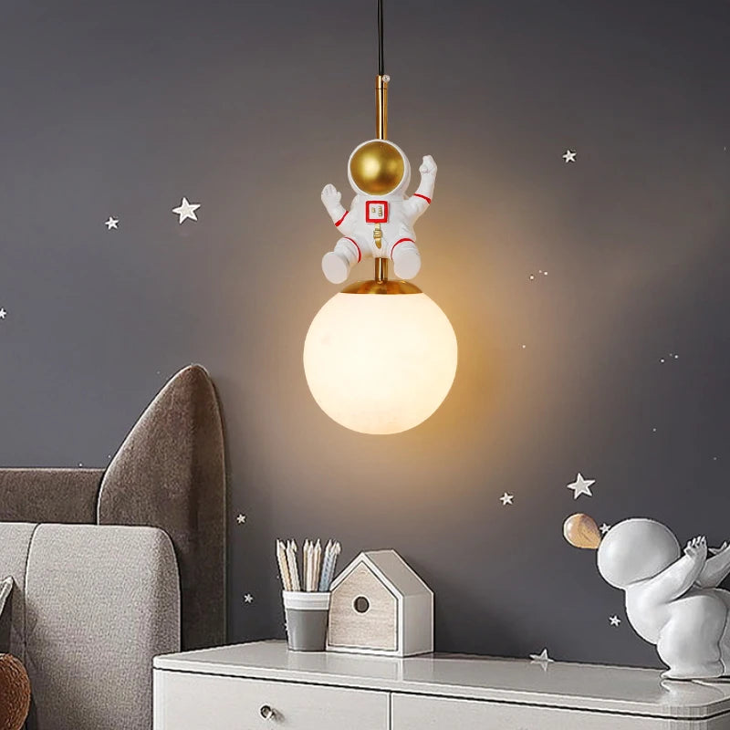 lustre nordique led astronaute pour chambre d'enfants - vue 4 sur 10