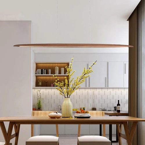 Minimalist nordic wood LED pendant light for bar, shop, hotel 3000k - vue 2 sur 7