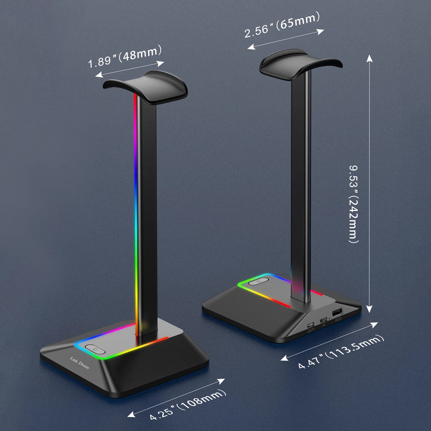 link dream support casque jeu rgb usb type-c pc bureau - vue 6 sur 8