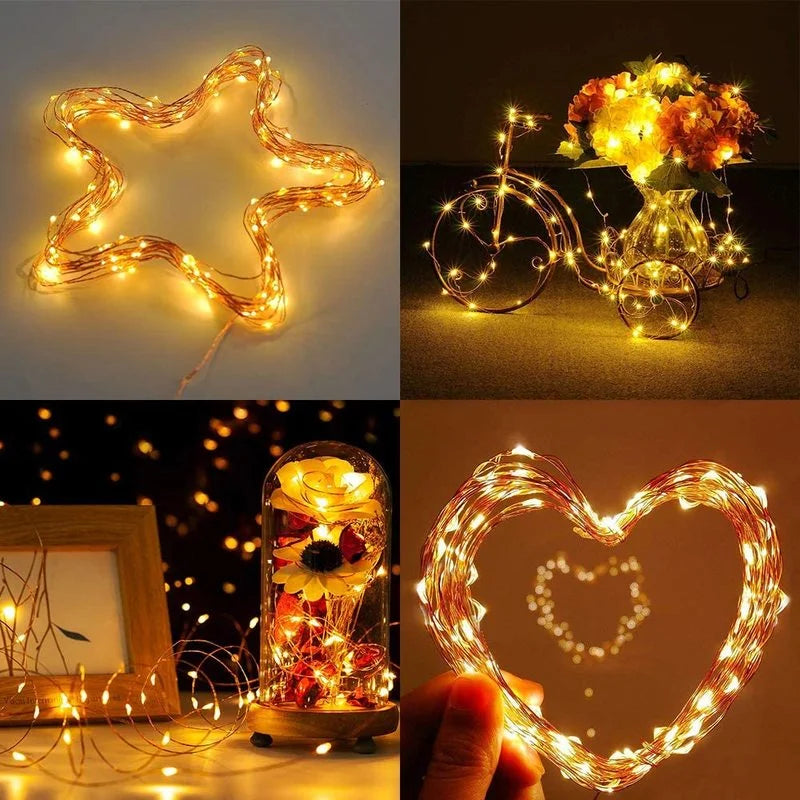 guirlande lumineuse led en cuivre pour décorations de fête et Noël - vue 6 sur 9