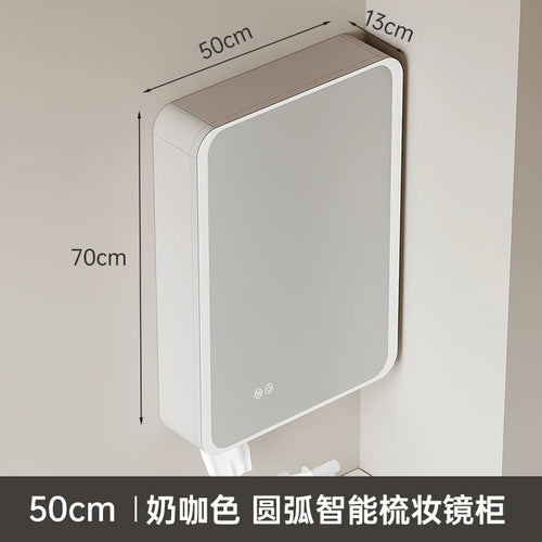 armoire circulaire en aluminium avec miroir éclairage intelligent et rangement - vue 19 sur 32