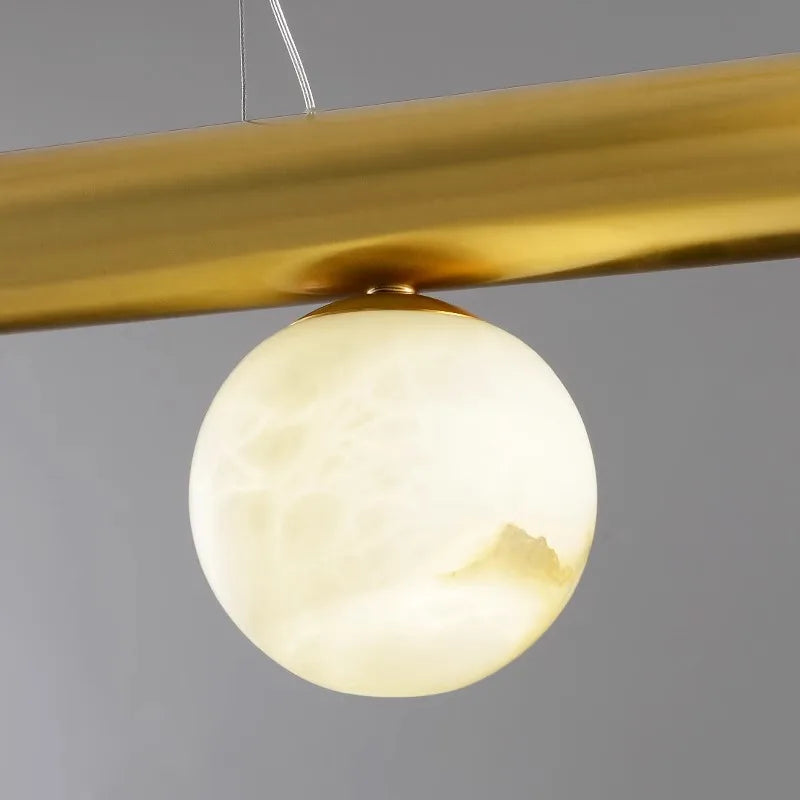 lustre de bar long et luxueux en marbre véritable post-moderne - vue 5 sur 10