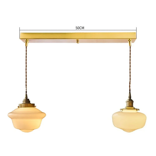 Suspension nordique moderne douille en cuivre abat-jour en verre blanc chambre salon suspension LED luminaires - vue 31 sur 30