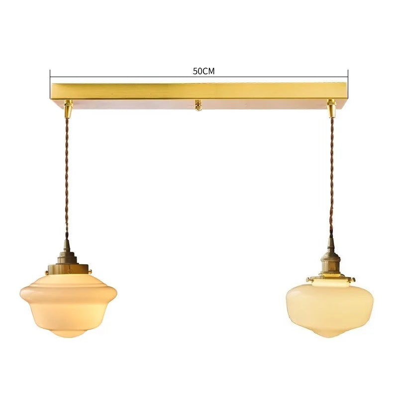 Suspension nordique moderne douille en cuivre abat-jour en verre blanc chambre salon suspension LED luminaires - vue 30 sur 30