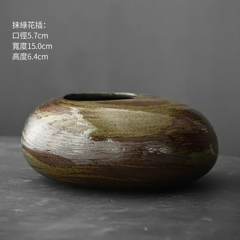 vase en terre cuite japonais imitation pierre vintage pour fleurs - vue 10 sur 21