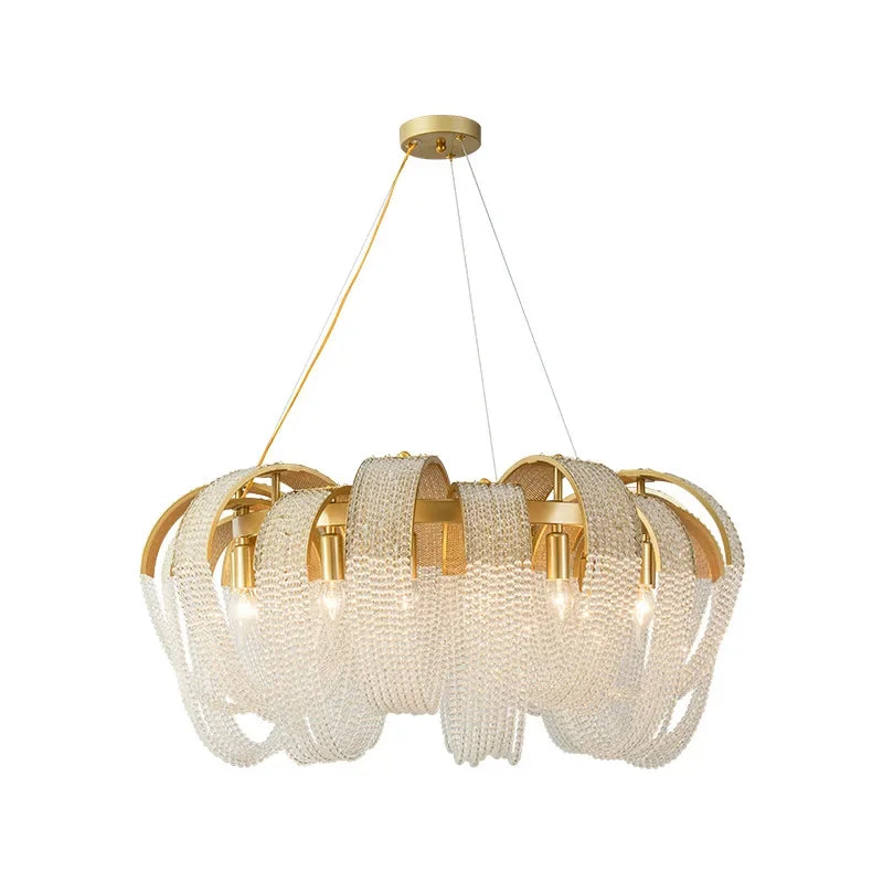 2024Luxury Tassel Crystal Chandelier for Living Room Restaurant Dinning Room Bedroom Hotel Decor Lustre Designer Lamp in Stock - vue 7 sur 10