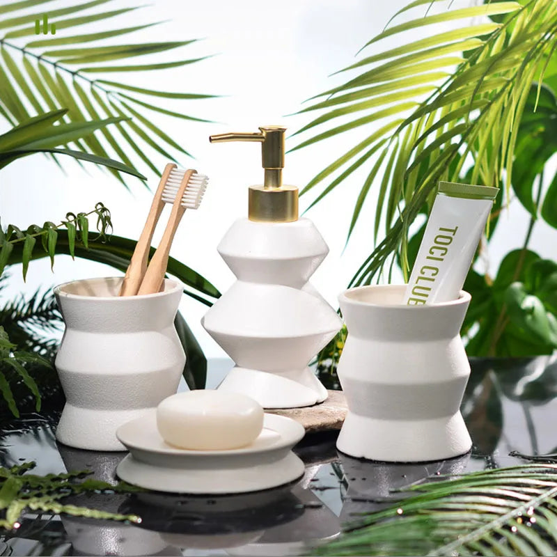 lot de 4 bouteilles en céramique pour salle de bain - vue 3 sur 7