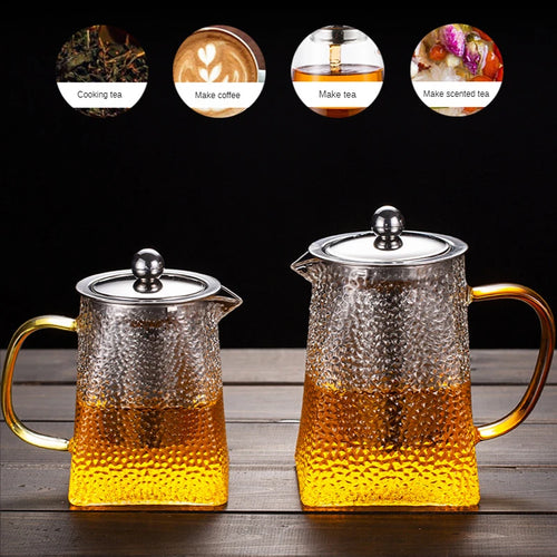 theiere verre martelee avec filtre inox resistante chaleur