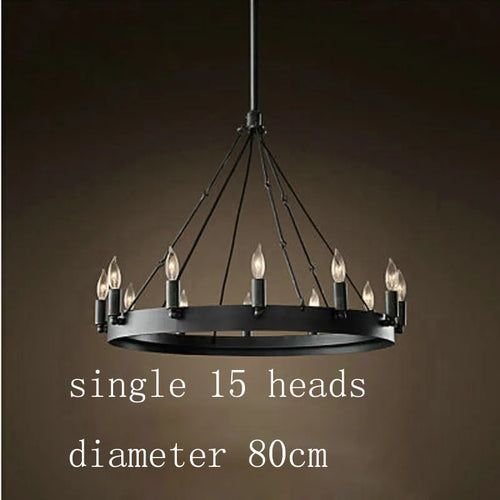 Lustre rond et Moderne américain rétro fer Vintage industriel Led - vue 9 sur 13