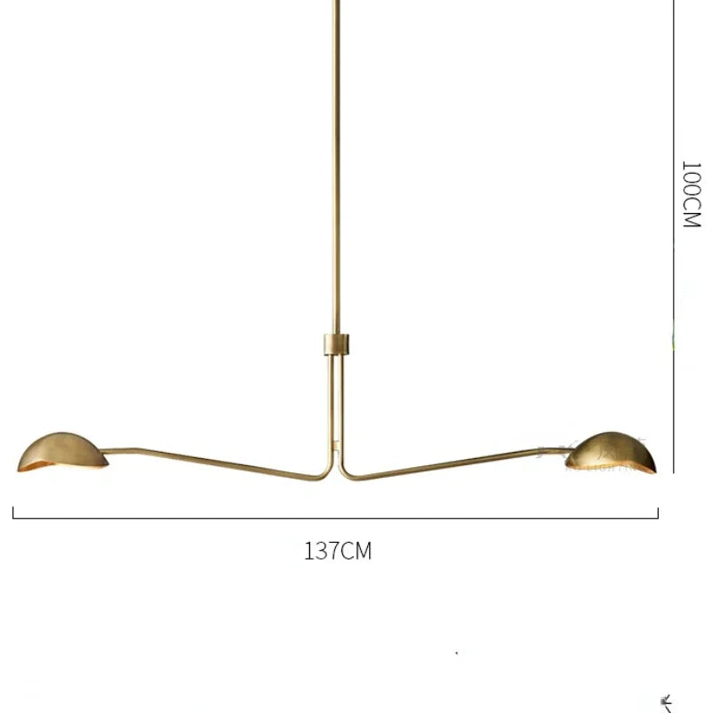 lustre rétro en cuivre lampe créative à bras long design industriel - vue 15 sur 16
