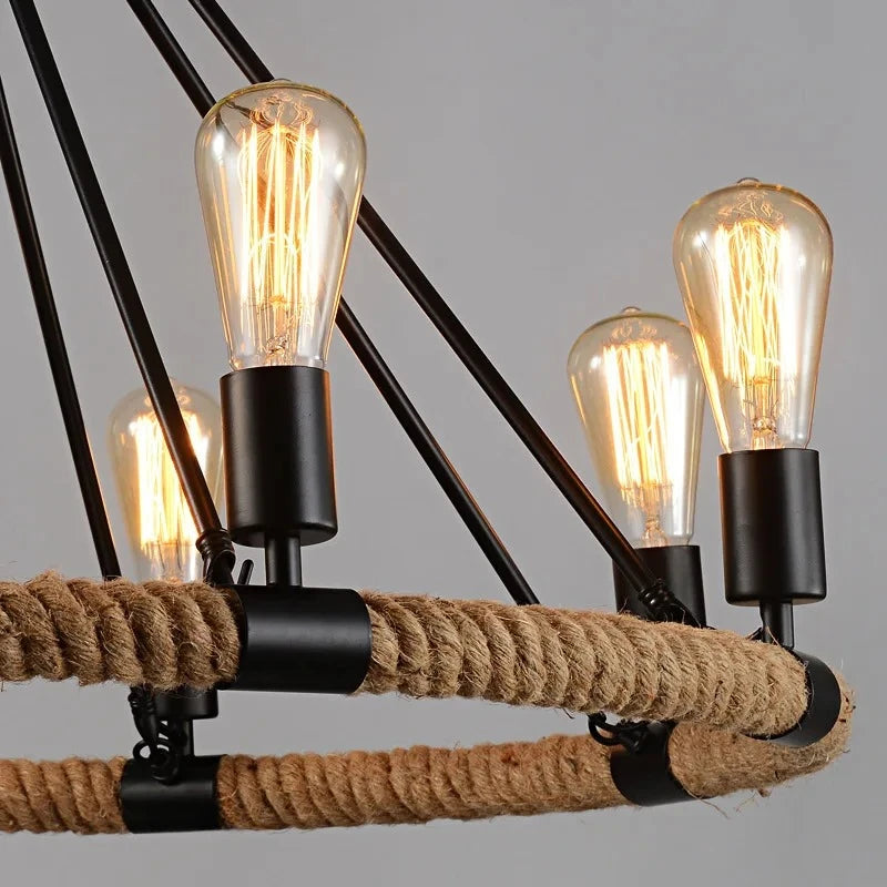 lustre rétro à cordes pour décoration moderne intérieure - vue 7 sur 9
