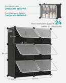 SONGMICS 6-Compartment Shoe Rack, Modular Storage Shelf, 30 x 40 x 30 cm Compartment, with Door