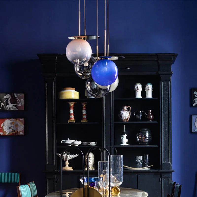 lustre à bulles de verre nordique créatif design original pour restaurants bars - vue 5 sur 10