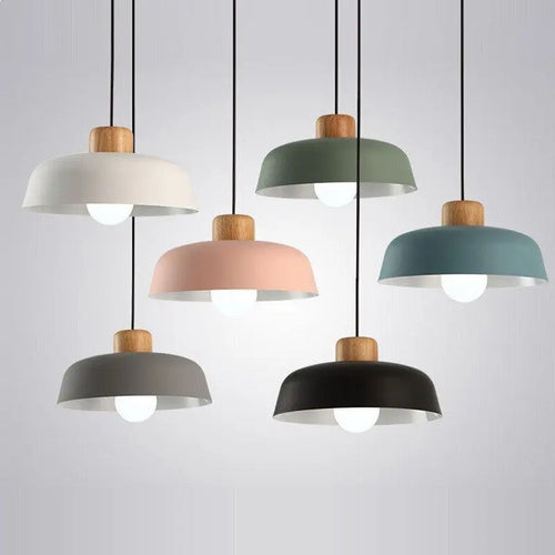 lampe suspendue style nordique macaron led en aluminium décoratif