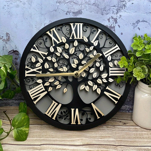 Elegant 8X8" Tree of Life Aluminum Wall Clock - Silent, Diy Decor for Bedroom &amp; Valentine'S Day Clocks Wall Home Decor - vue 3 sur 7