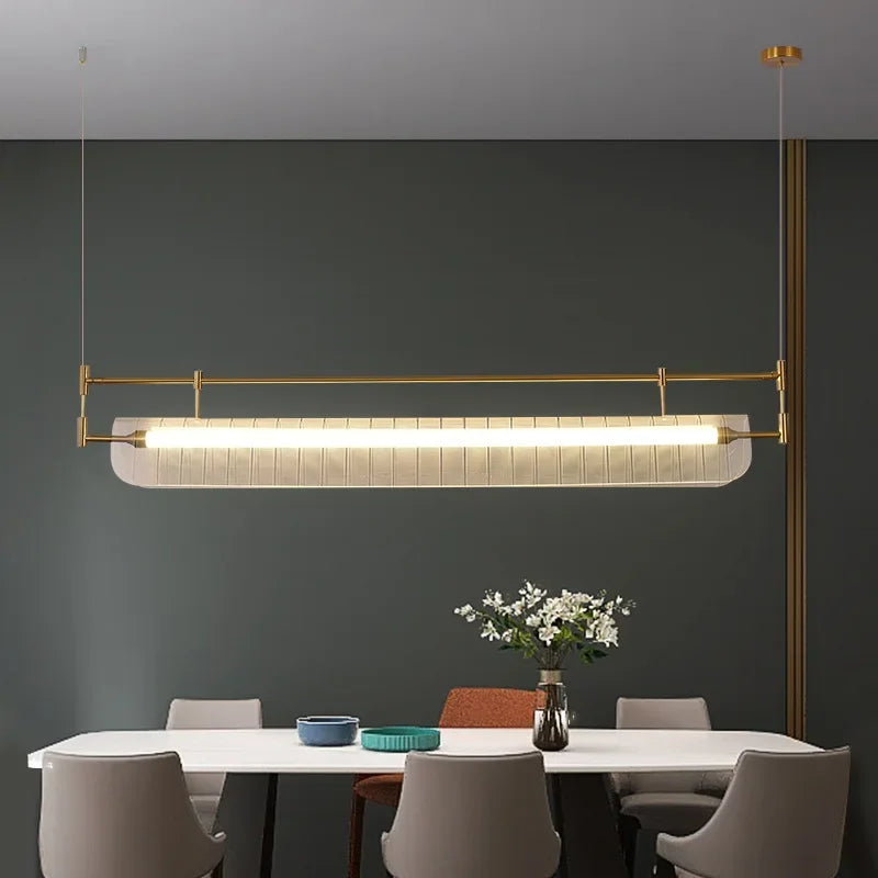 lustre en acrylique avec ceinture led pour éclairage moderne - vue 6 sur 11