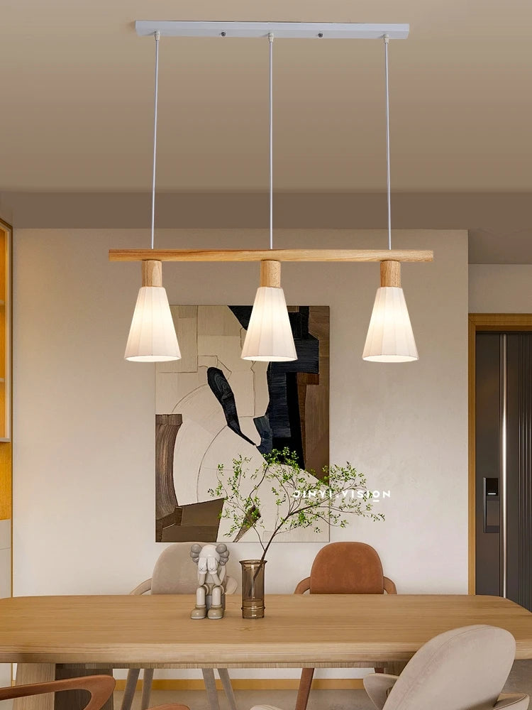 lustre nordique en bois et verre pour éclairage intérieur - vue 4 sur 8