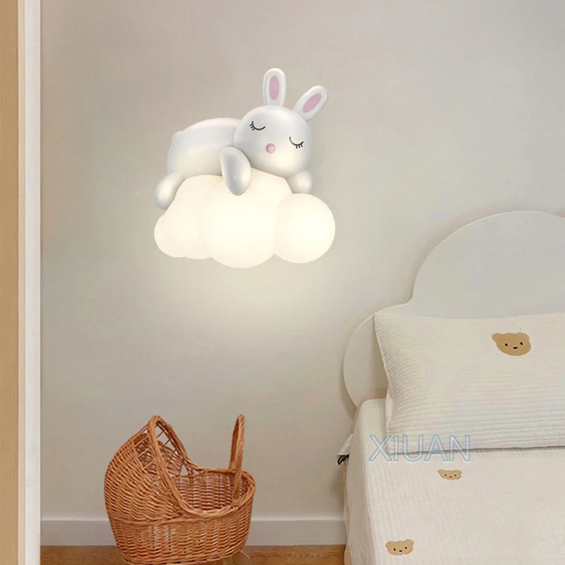 Applique murale ours polaire en forme de nuage blanc
