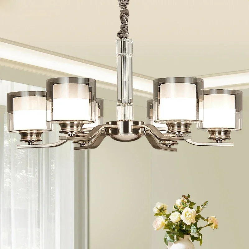 plafonnier led suspendu métal nickel design moderne luminaire décoratif intérieur - vue 6 sur 13