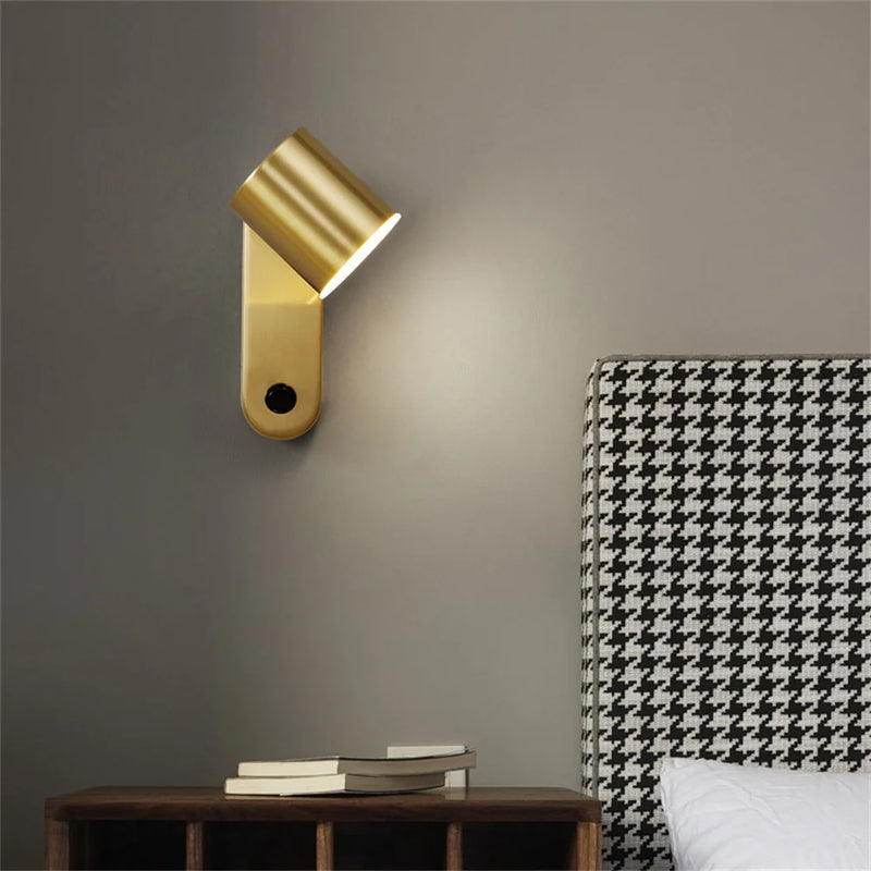 applique murale pivotante moderne avec interrupteur dorée décorative