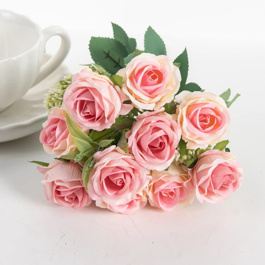 bouquet de roses artificielles en soie pour décorations et événements festifs - vue 11 sur 12