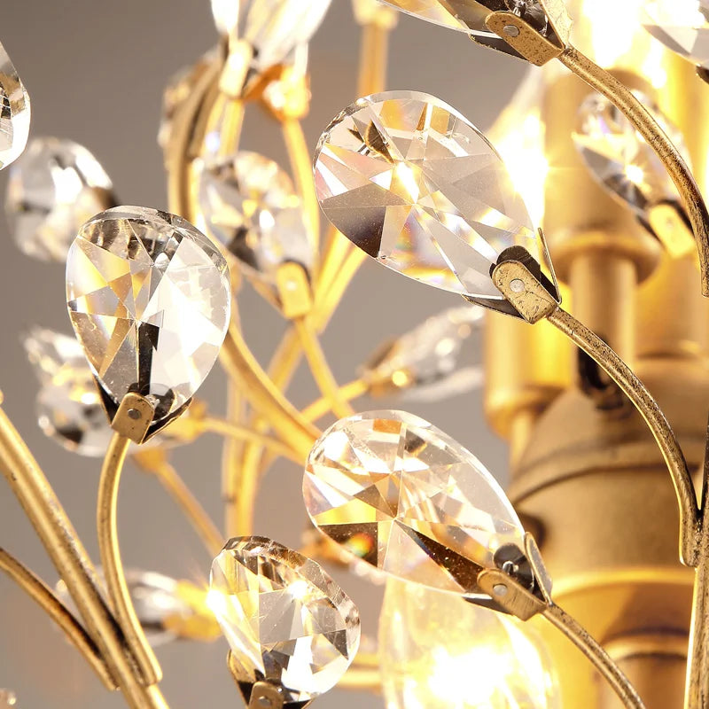 Vintage bougie suspension nordique LED lustre en cristal pour salon chambre cuisine Villa hôtel Hall luminaire - vue 4 sur 17