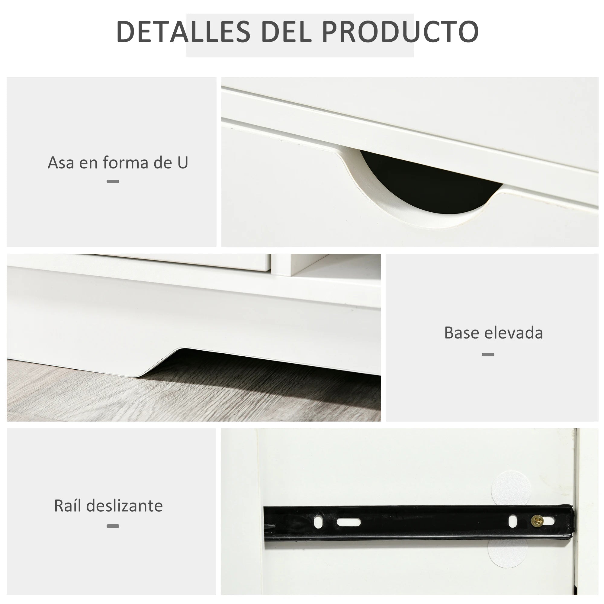 HOMCOM bench shoe rack with seat and 2 drawers 80.5x30.5x43.5 cm white and gray - vue 4 sur 6