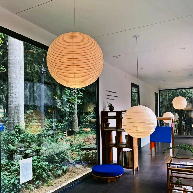 Noguchi Yong suspension lumières Akari Wabi-sabi plafonnier japonais papier de riz lustre pour salon décor à la maison suspension - vue 6 sur 9