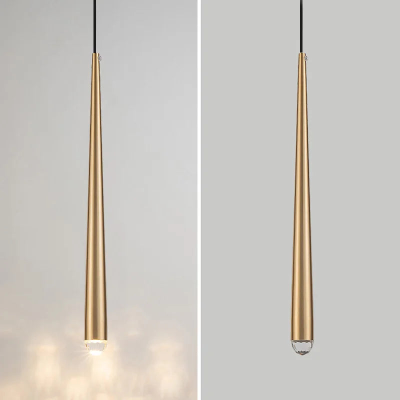 suspension conique en tube long en acrylique et cuivre pour bar et magasin - vue 8 sur 8