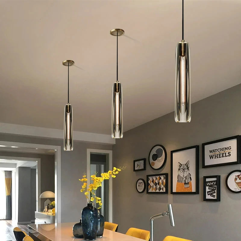 suspension en cristal de luxe design long - vue 4 sur 7