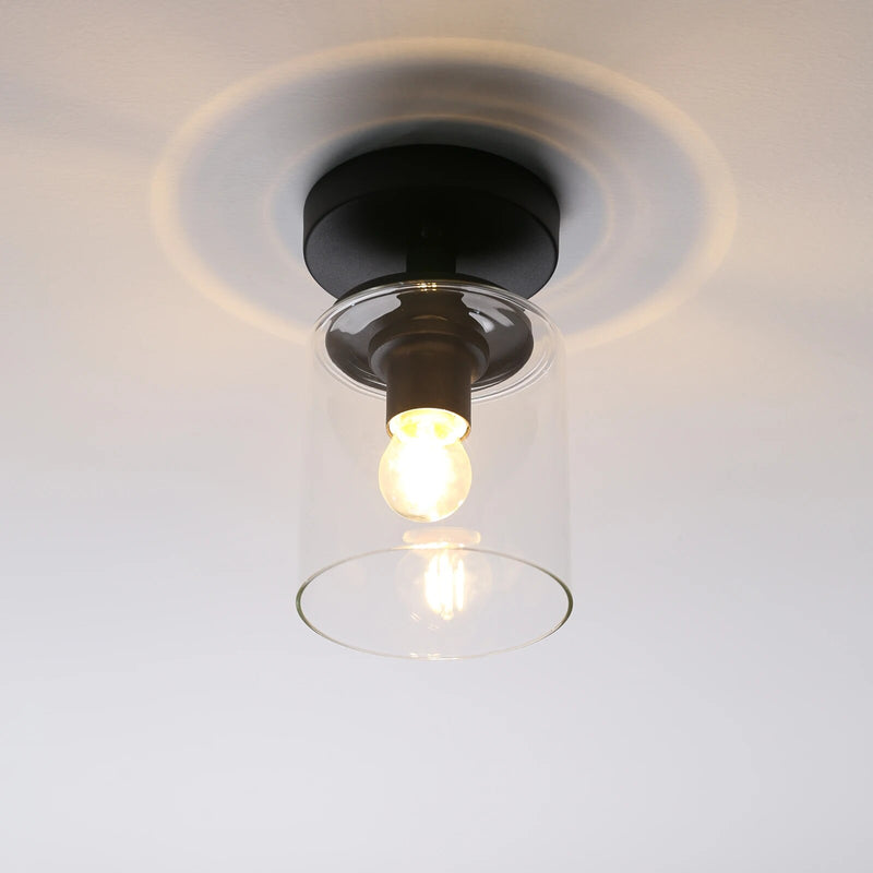 Plafonnier avec abat-jour en verre transparent