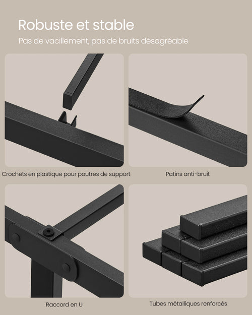 VASAGLE Single Bed Frame, Metal Bed Frame, with Bedside Shelves, Guest Bed Frame, for 90 x 190 cm Mattresses, Easy Assembly - vue 5 sur 7