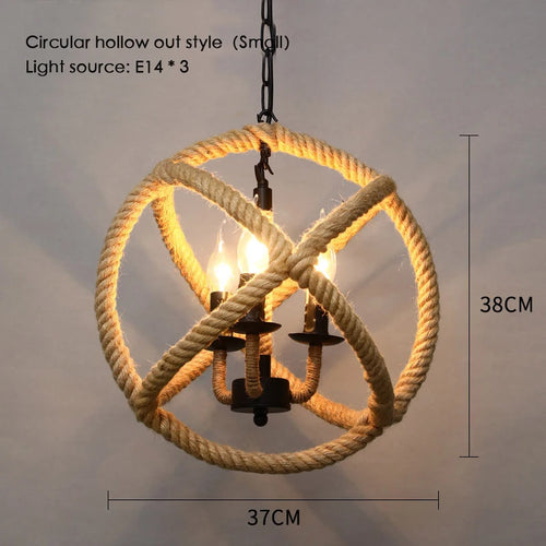 Sisal chanvre corde suspension plafonnier Lustre suspendu Lustre fer main tressage rustique rétro pour salle à manger décor - vue 16 sur 28