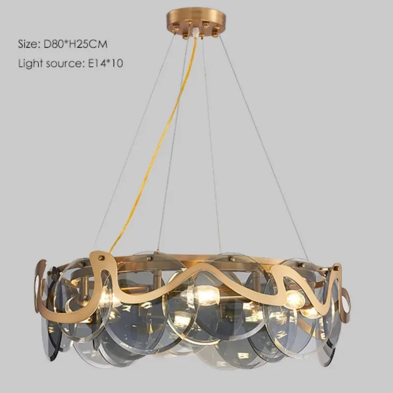 lustre post-moderne en verre simple pour salon luxueux - vue 6 sur 10